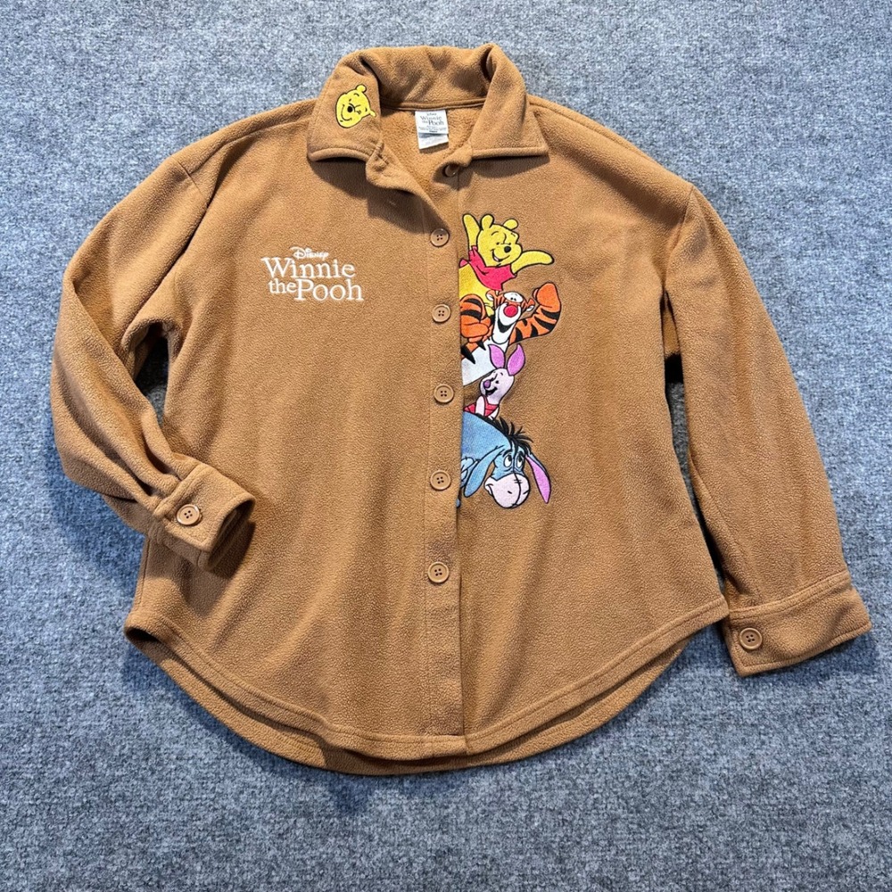 Disney Winnie the Pooh Fleece Shirt Women XS Hazelnut Brown Cottagecore Cozy